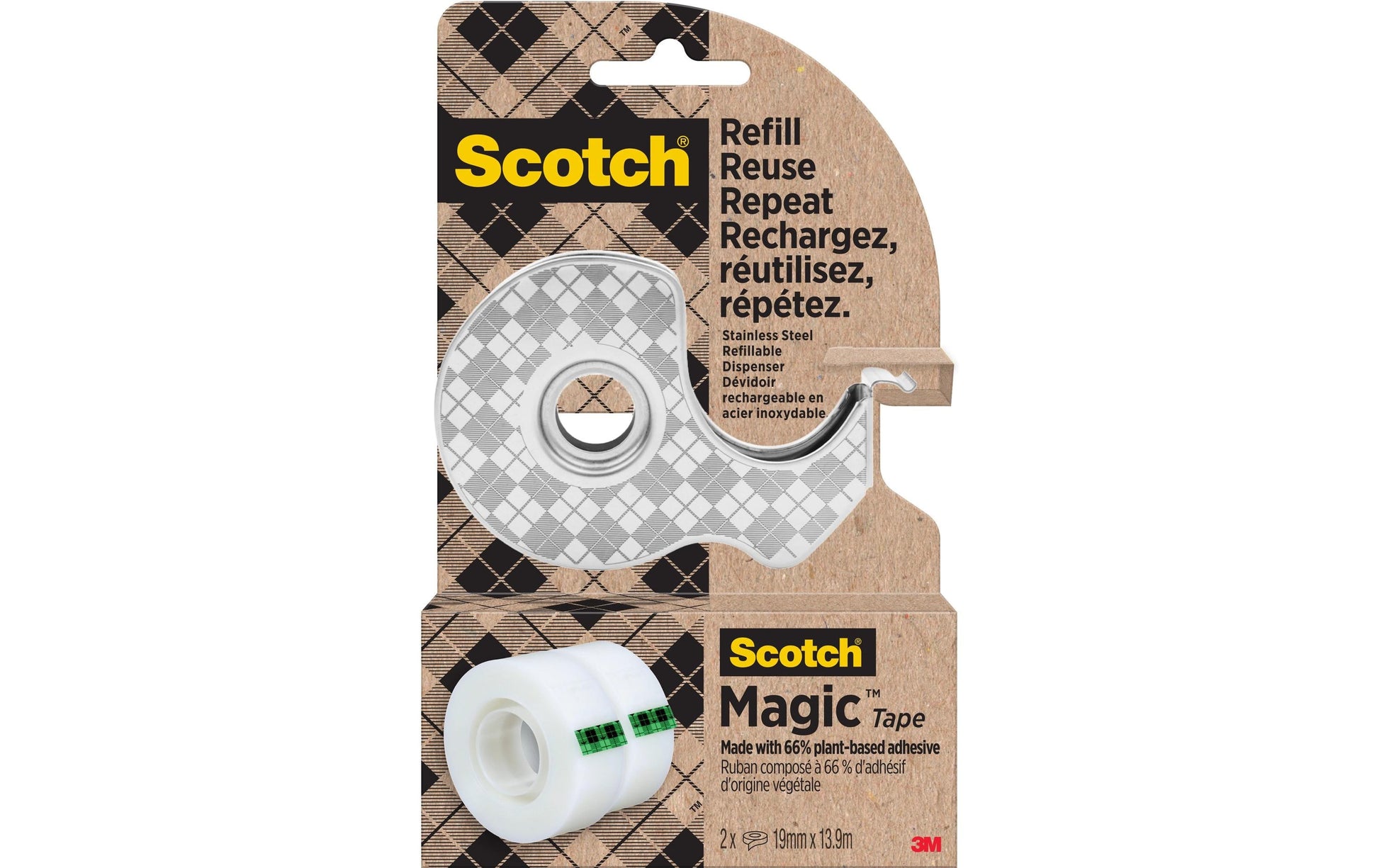 Scotch Handabroller – für Rollenbreite bis 19 mm, für Bandlänge bis 13,9 m, für Kern 1", Metallmesser