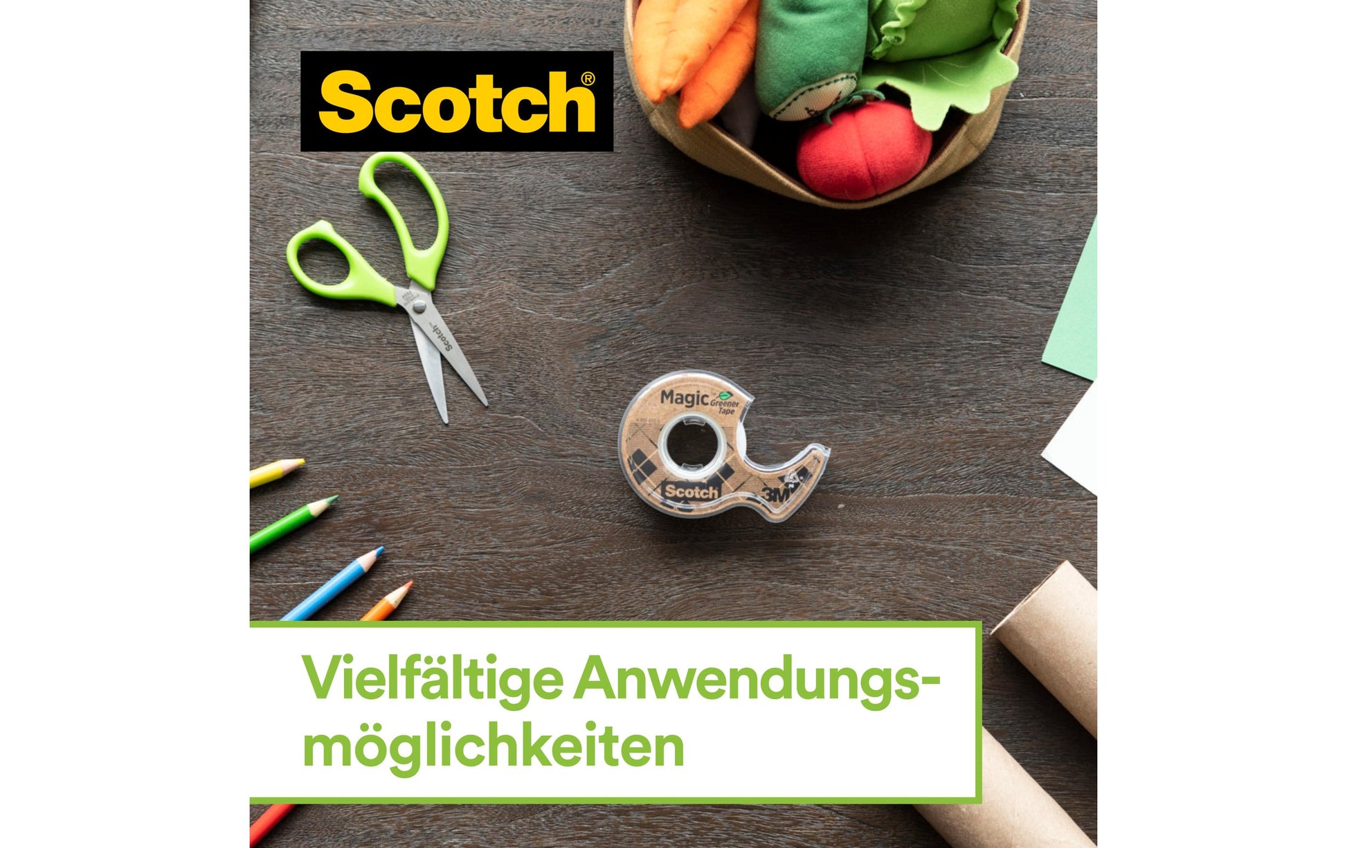 Scotch Handabroller – für Rollenbreite bis 19 mm, für Bandlänge bis 13,9 m, für Kern 1", Metallmesser