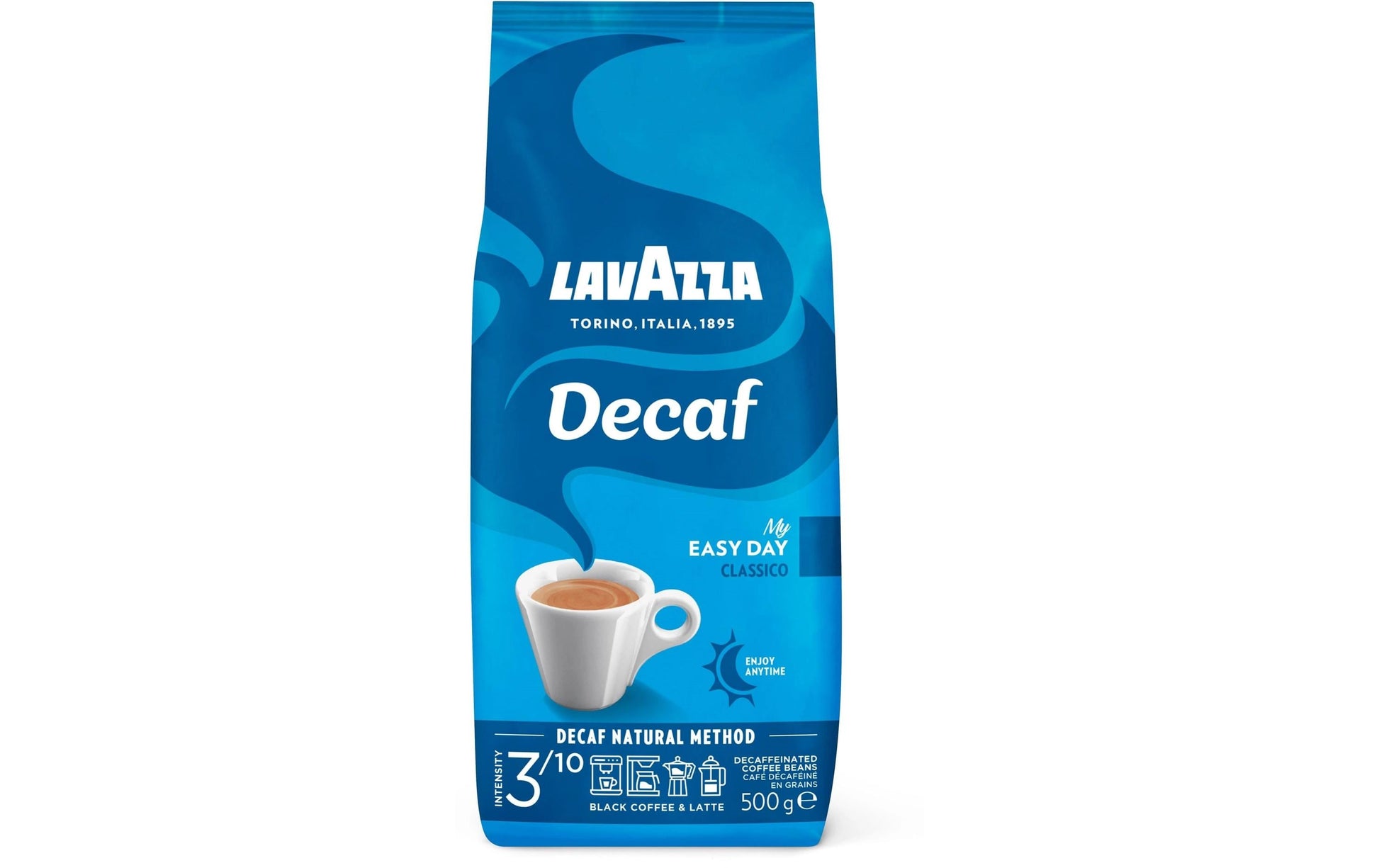 Lavazza Decaf Easy Day – Kaffeebohnen – Café Crème, entkoffeiniert, Intensität 3, 500 g