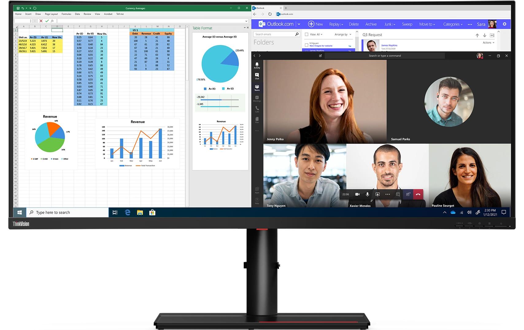 Lenovo ThinkVision – Monitor, 39,7" 5K WUHD (5120 × 2160), IPS, Thunderbolt 4, HDMI, DisplayPort, LAN