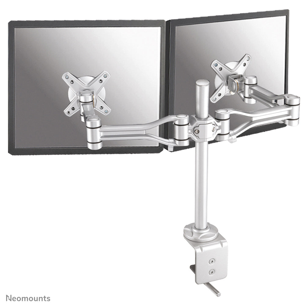Neomounts Monitorarm, Dual, Tischklemme, bis 30", höhenverstellbar, neigbar, schwenkbar, silber