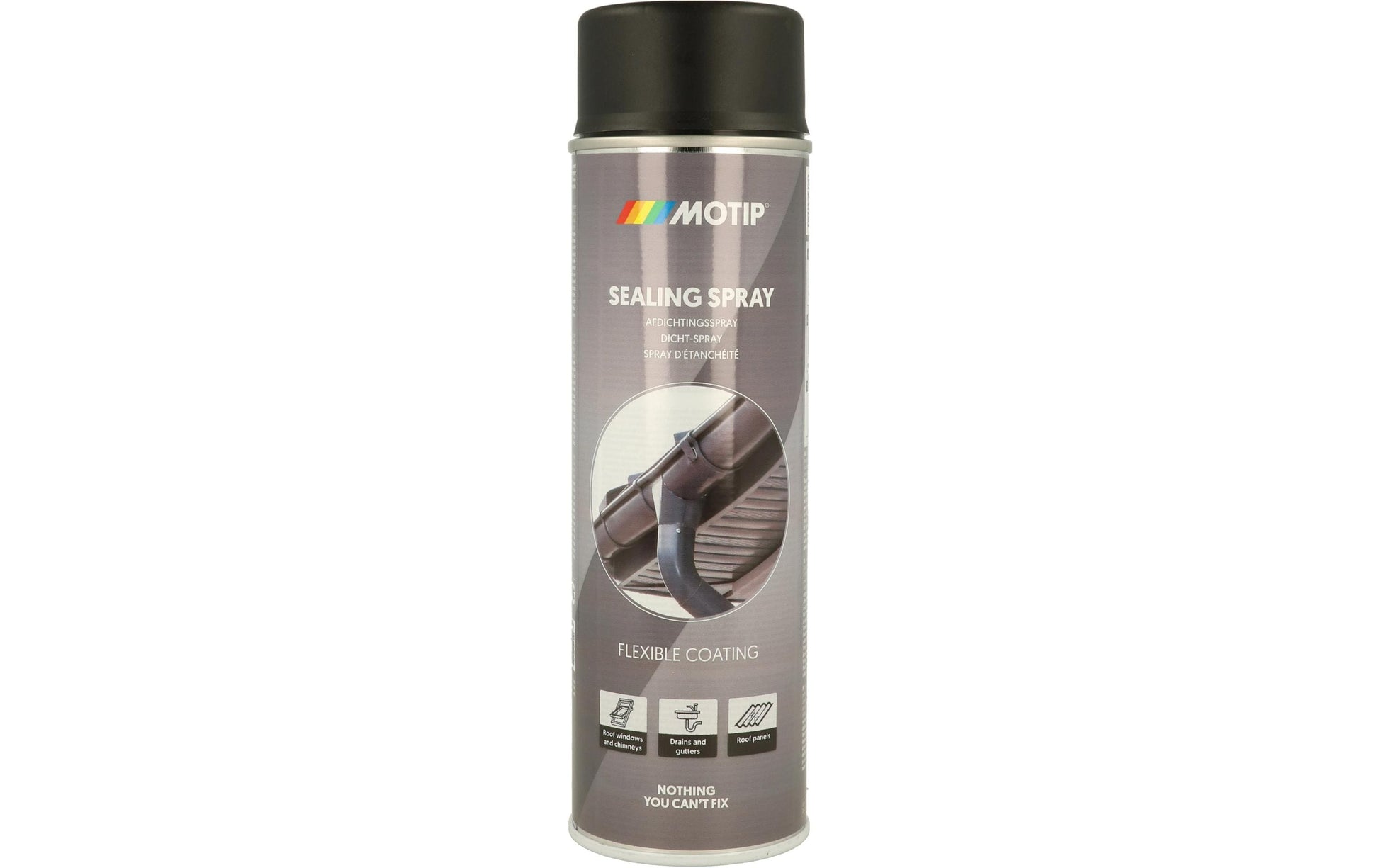 MoTip Dichtspray – für Beton, Metall und Kunststoff u. a. – 500 ml – schwarz
