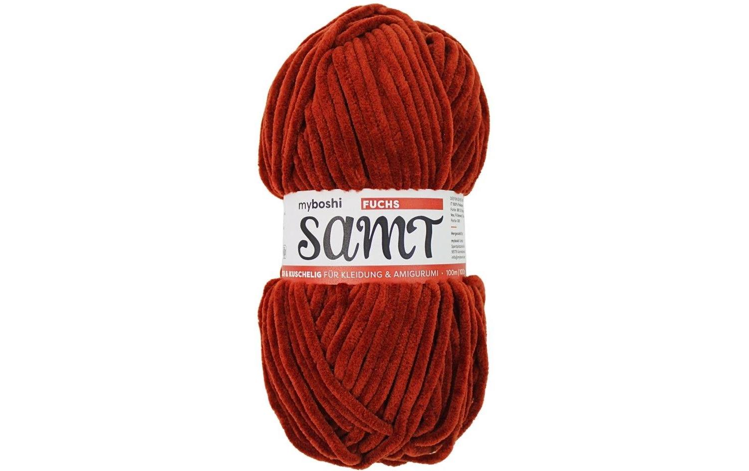 myBoshi Chenille Samt Wolle Rot – 100 g, 100 m, 100% Polyester, Nadel 5 mm, 1 Stk.