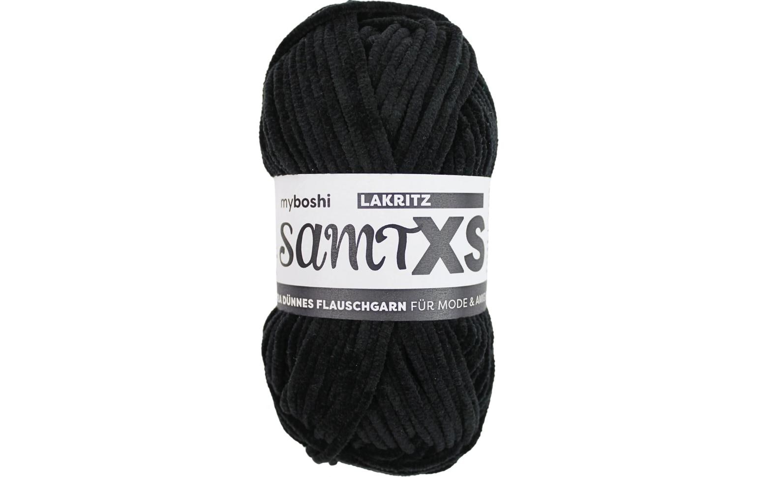 myBoshi Chenille Samt XS Wolle 100% Polyester Schwarz – 50 g, 90 m, Nadel 4 mm, 1 Stk.