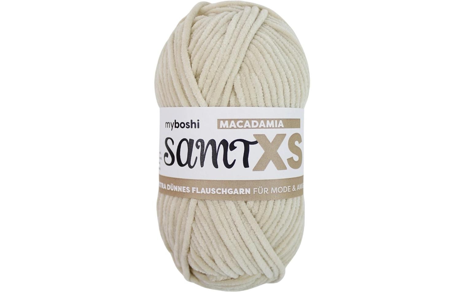 myBoshi Chenille Samt XS Garn Fein Hellbeige – 50 g, 90 m, Nadel 5 mm, 100% Polyester, 1 Stk.