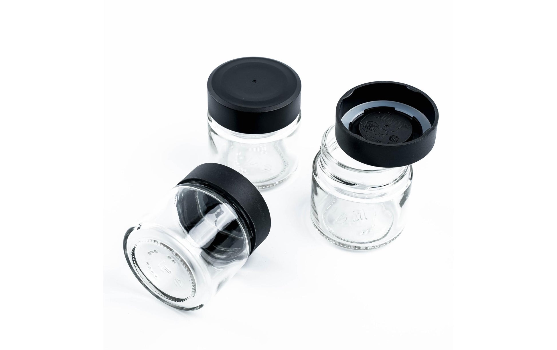 Silwy Vorratsdose 125 ml, Ø 6 × 3,5 cm, Glas, Transparent/Schwarz, 3er-Set