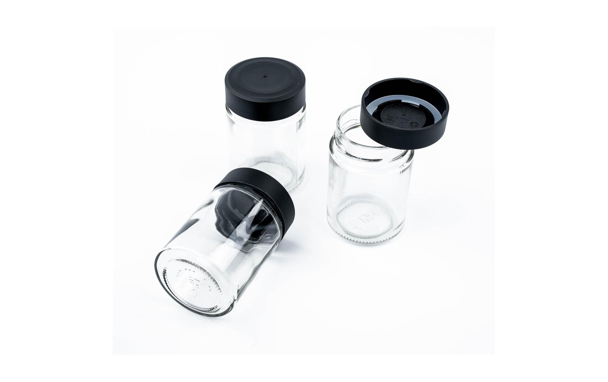 Silwy Vorratsdose 192 ml, Ø 6,2 × 9,3 cm, Glas/Leder, 3er-Set, magnetisch, transparent