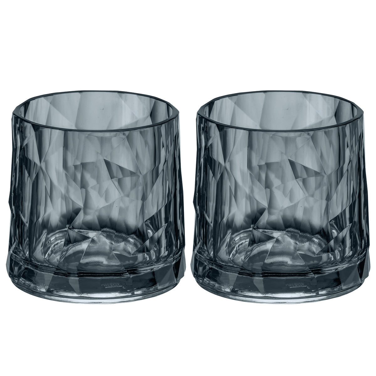 Koziol Trinkglas Club Nr. 2 – 2er Set, 250 ml, Ø 9,2 cm, Glas, Grau, spülmaschinenfest