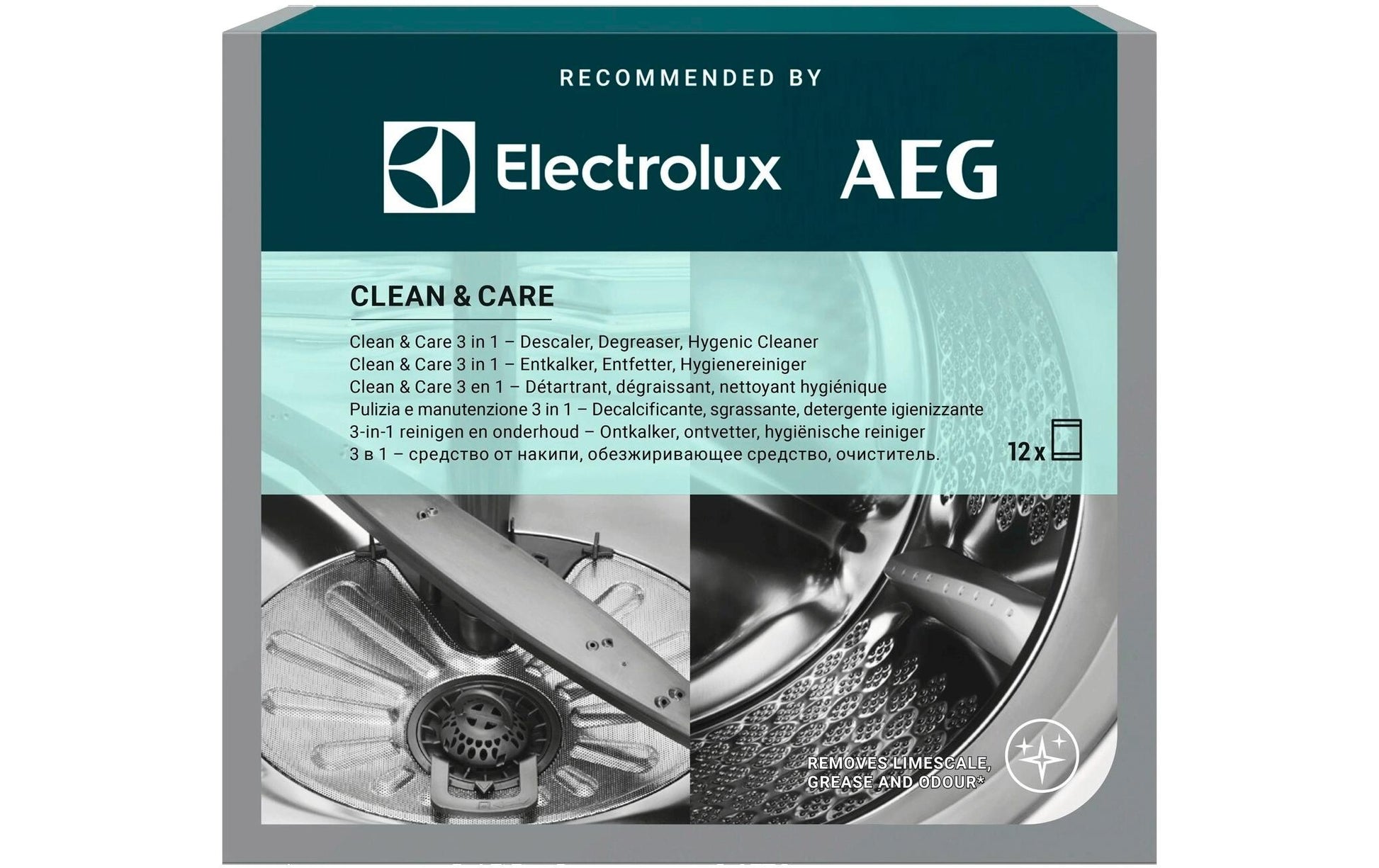 Electrolux M2GCP121 Kalk- & Fettentferner – für Geschirrspüler – Pulver, Box – 12 Stk.