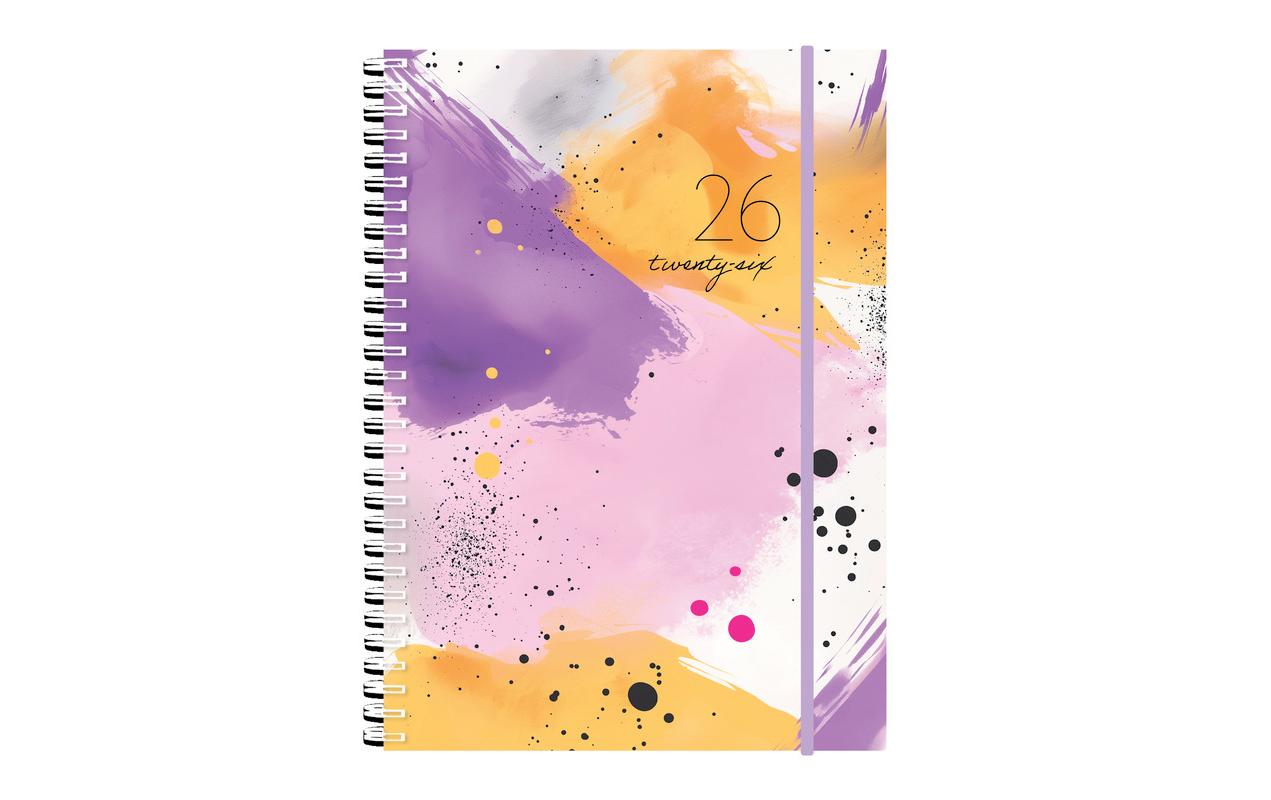 Simplex Harmony Agenda – 1 Woche/2 Seiten, Spiralbindung, A5, 2026, mehrsprachig, lila Vogel, FSC