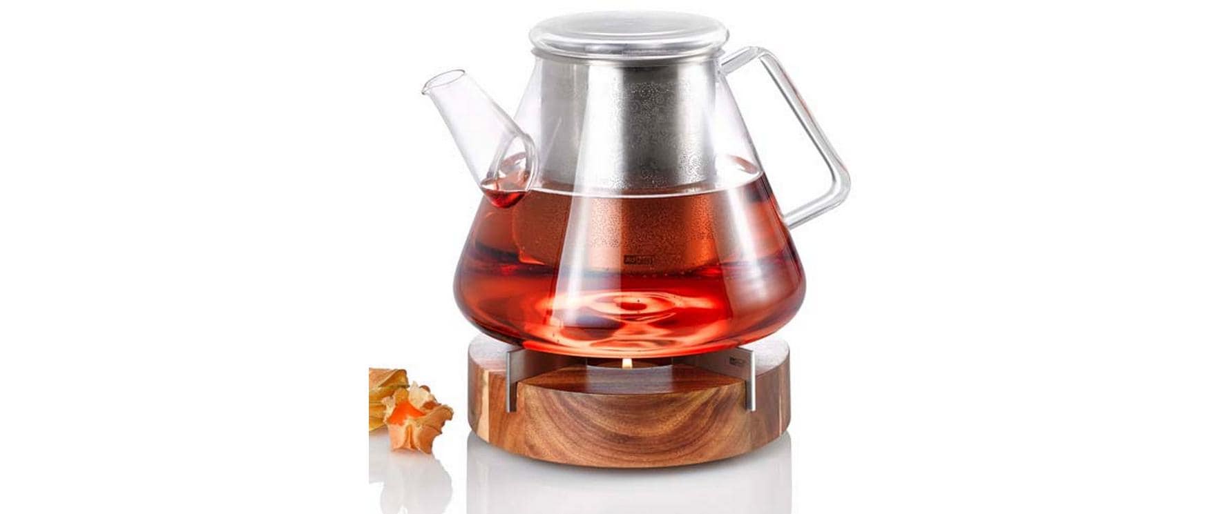 AdHoc Teekanne Orient TK50 – 1,5 l, Ø 18,0 cm, H 15,0 cm, Glas/Edelstahl, Transparent, Edelstahlfilter
