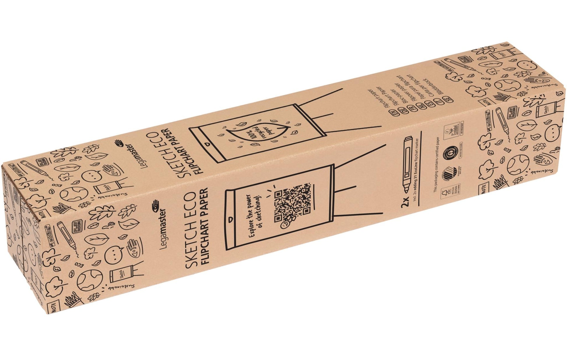 Legamaster Flipchart-Block SKETCH ECO – 65 × 98 cm, 50 Blatt/Block, 2 Blöcke, blanko, weiss, Papier, Recycling