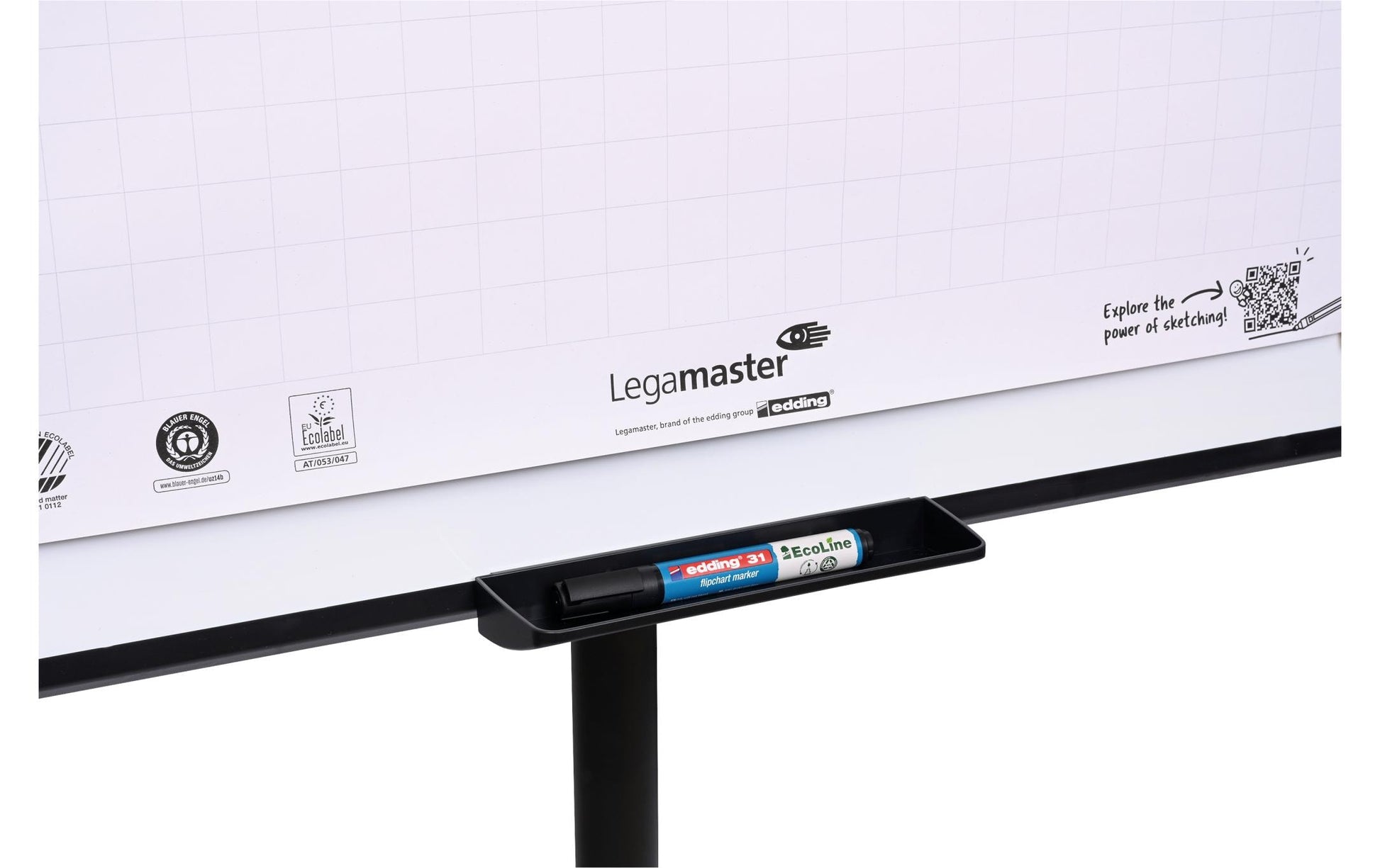 Legamaster Flipchart SKETCH EASY – 105 × 65 cm, schwarz, Stahl