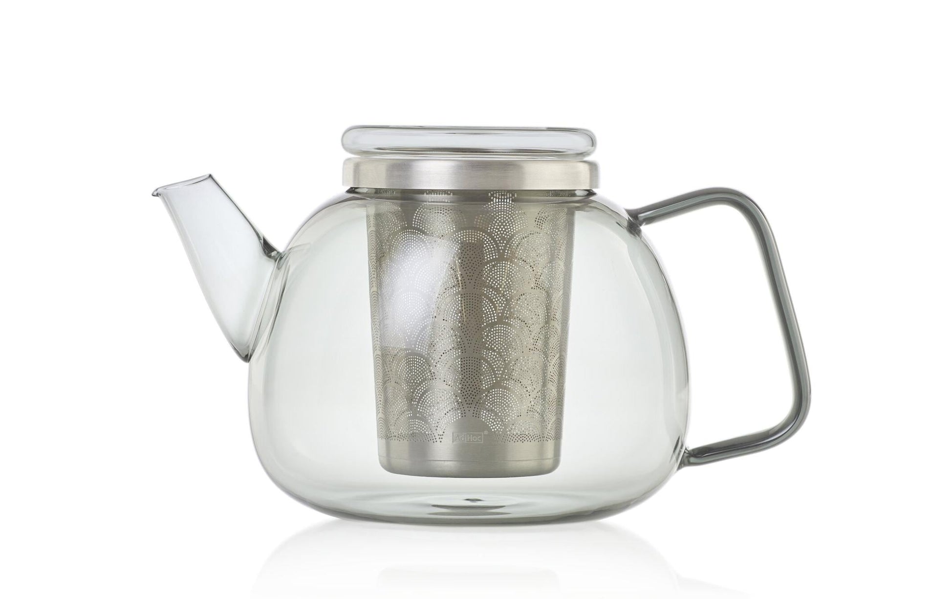 AdHoc Teekanne TK61 – 1,2 l, Ø 15 cm, H 13,0 cm, Borosilikatglas/Edelstahl, Transparent