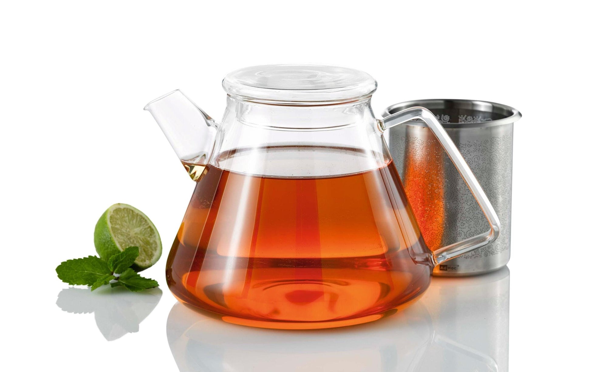 AdHoc Teekanne Orient TK50 – 1,5 l, Ø 18,0 cm, H 15,0 cm, Glas/Edelstahl, Transparent, Edelstahlfilter