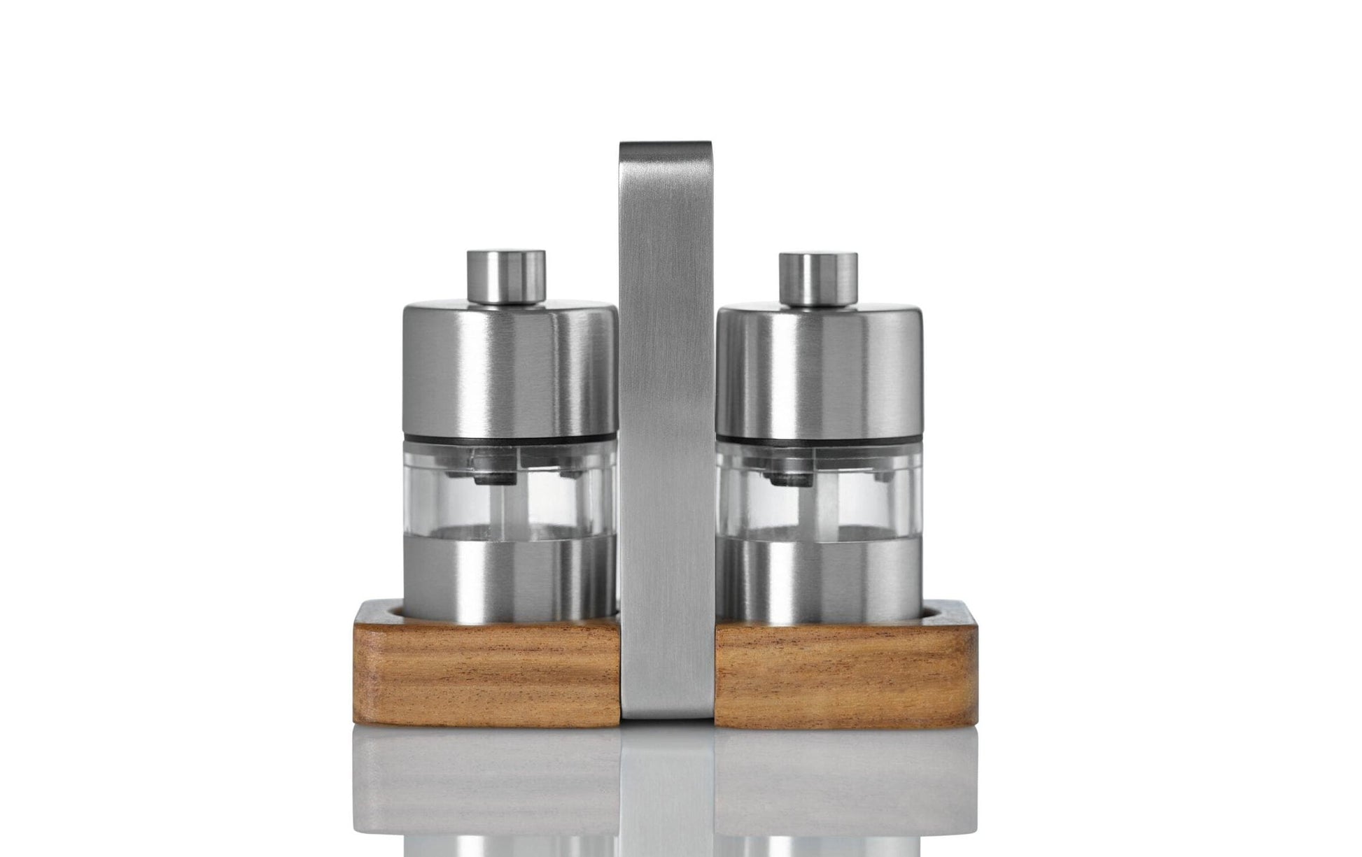 AdHoc Salz- und Pfeffermühlen-Set Ø 4,5 × 5 cm, Edelstahl/Akazienholz, Silber