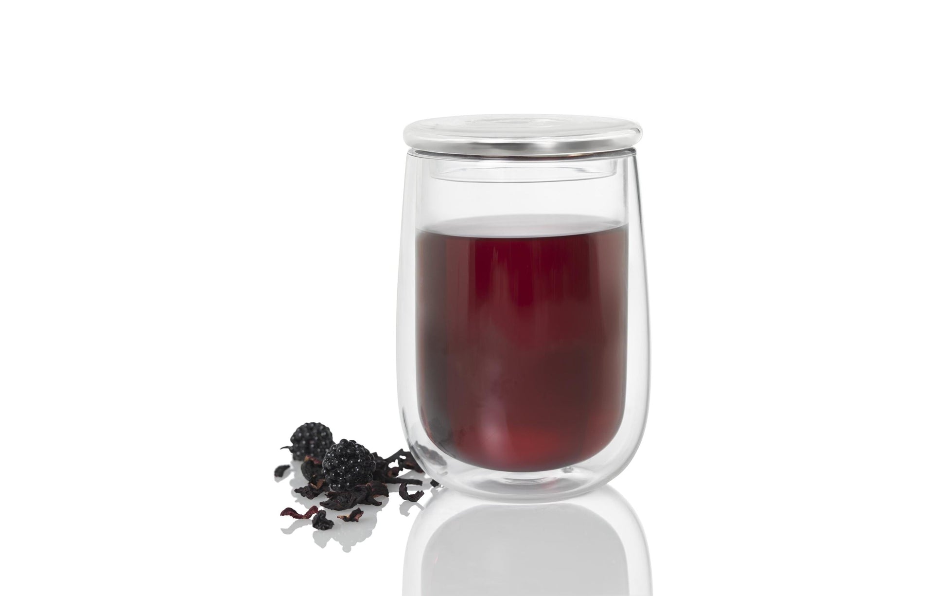 AdHoc Tee-Set Fusion Glass – 400 ml, Ø 7 cm, H 13,5 cm, Glas/Edelstahl, doppelwandig, mit Teefilter