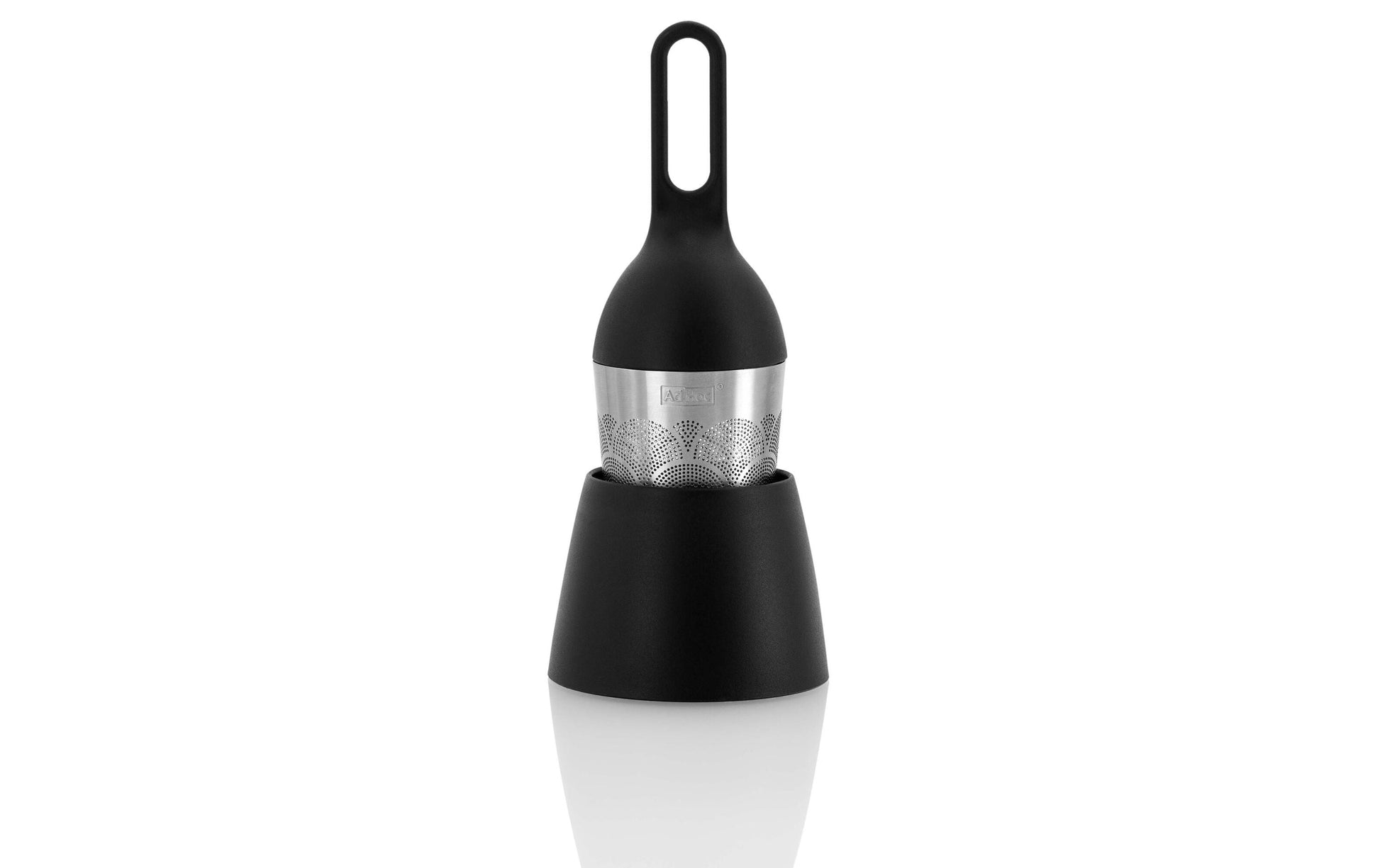 AdHoc FLOATEA Fusion – Teesieb Ø 4 × 12,4 cm, Kunststoff/Edelstahl, schwarz/silber