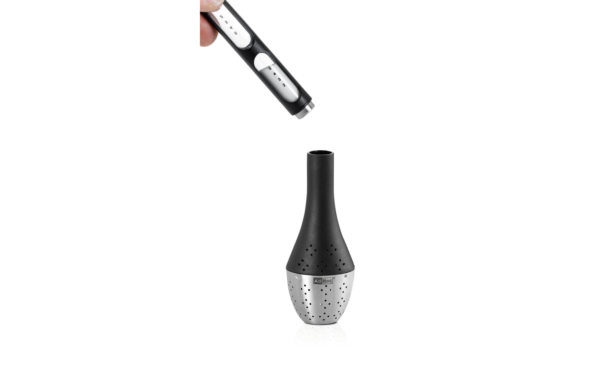AdHoc SANTEA T11 – Teesieb Ø 4 × 21,5 cm, Kunststoff, schwarz/silber