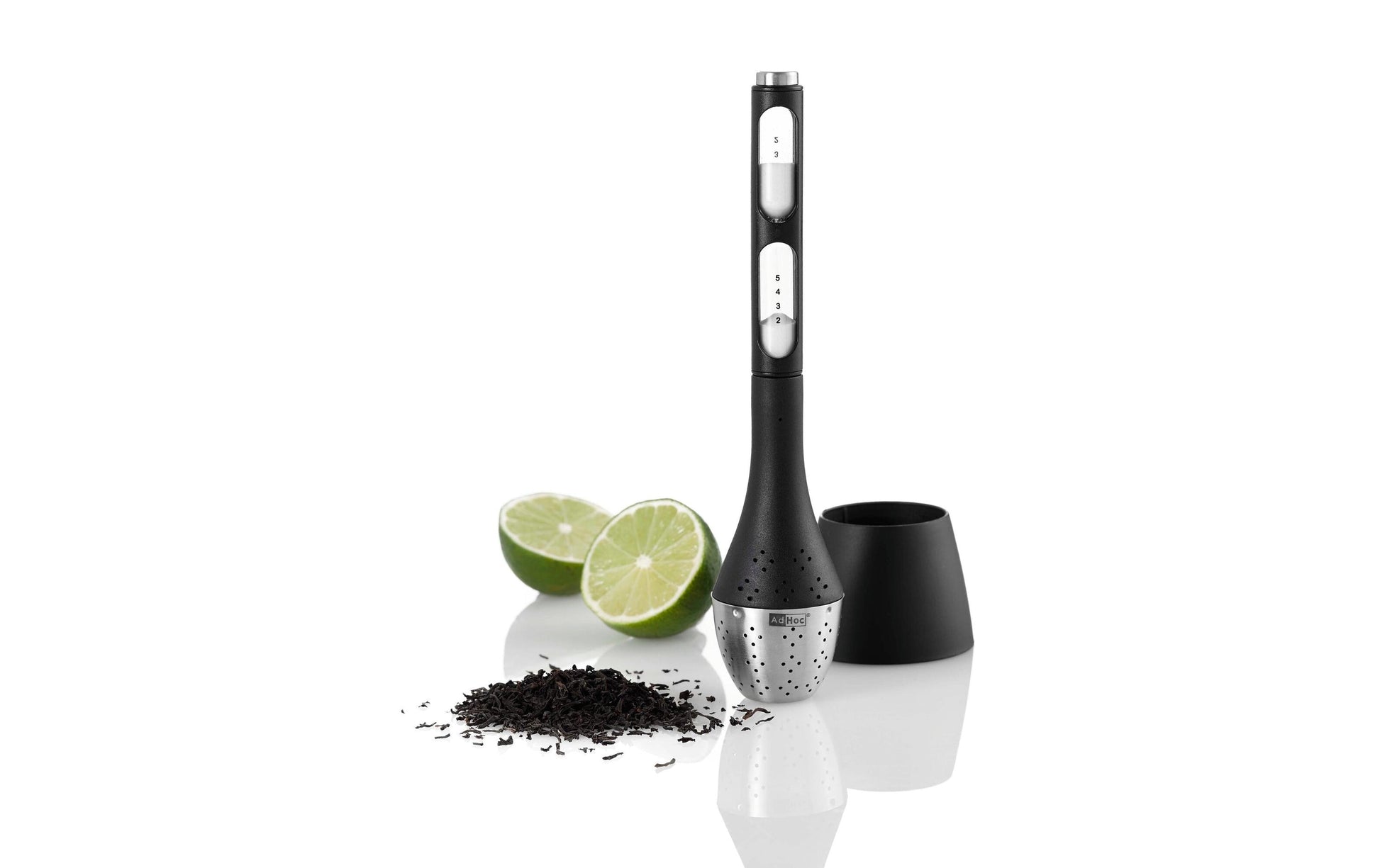 AdHoc SANTEA T11 – Teesieb Ø 4 × 21,5 cm, Kunststoff, schwarz/silber
