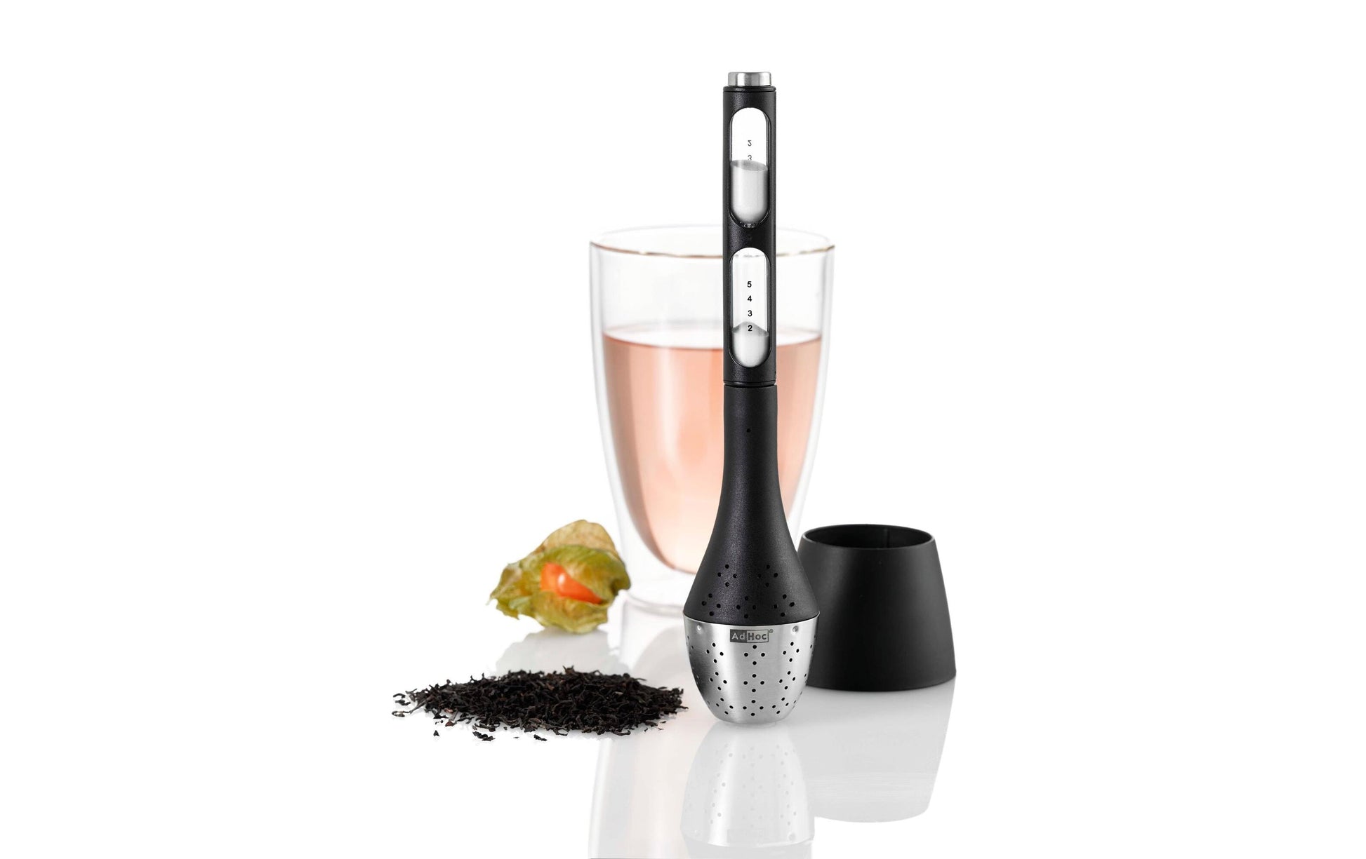 AdHoc SANTEA T11 – Teesieb Ø 4 × 21,5 cm, Kunststoff, schwarz/silber