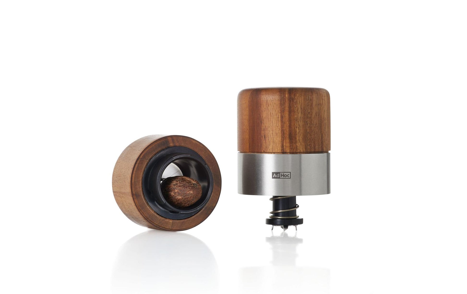 AdHoc Muskatmühle Ø 6 × 11,3 cm, Holz/Edelstahl, Braun