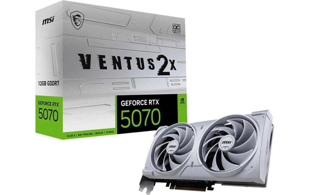 MSI GeForce RTX 5070 VENTUS 2X OC Weiss – Grafikkarte – 12 GB GDDR7, 3×DP, 1×HDMI, PCIe 5.0, 250 W