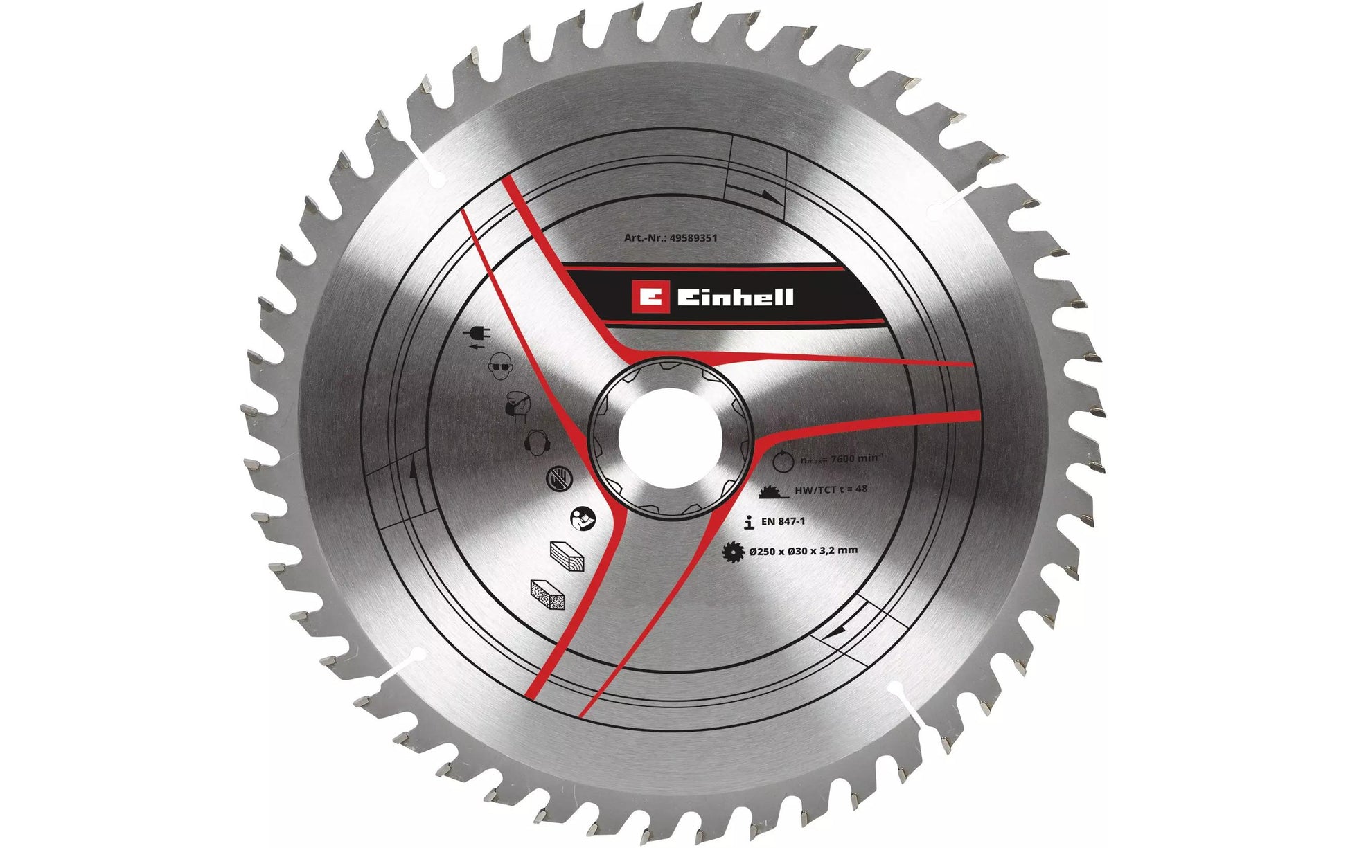 Einhell Kreissägeblatt 250 × 30 × 3,2 mm, 48 Zähne Hartmetall – für Holz