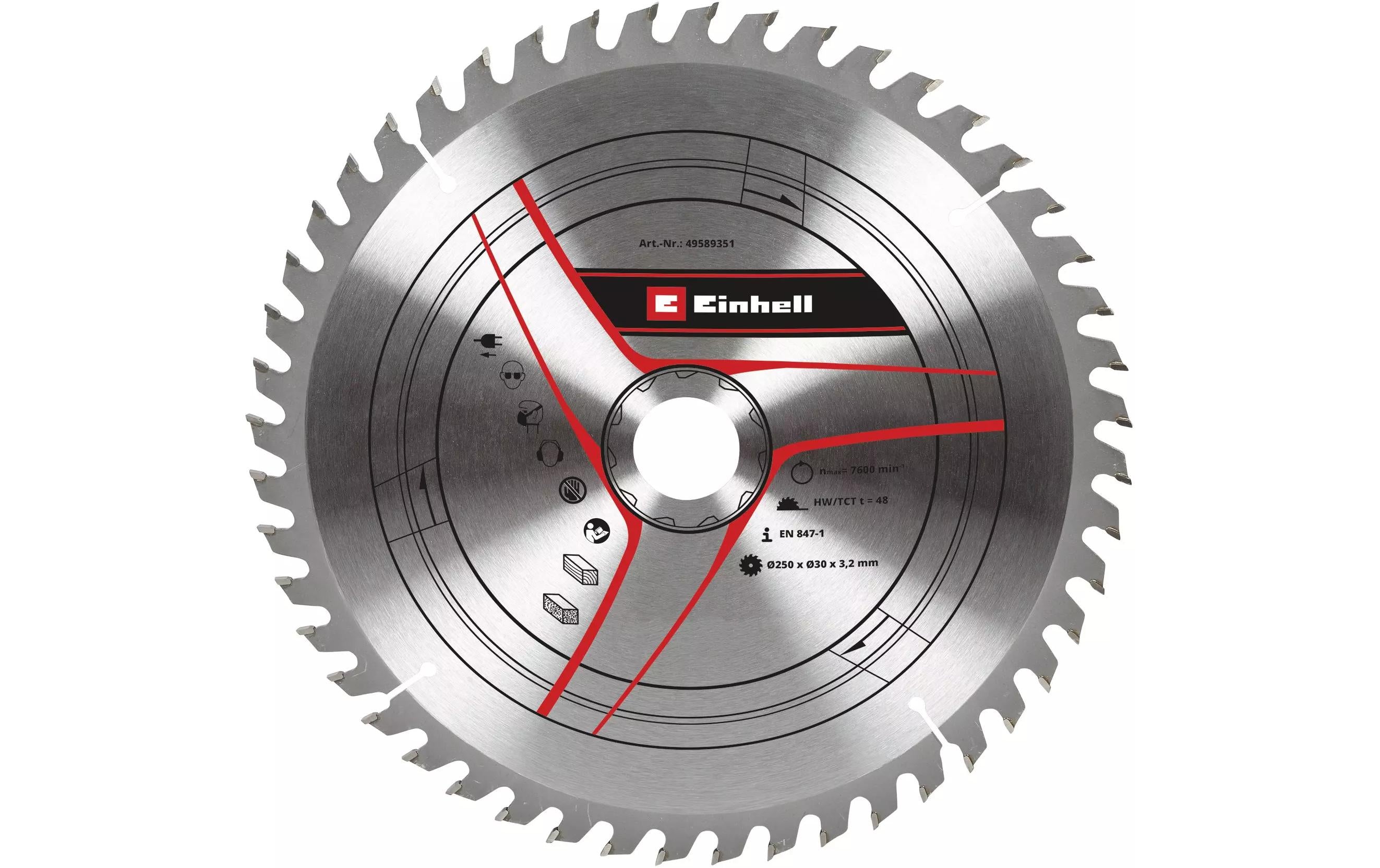 Einhell Kreissägeblatt 250 × 30 × 3,2 mm, 48 Zähne Hartmetall – für Holz