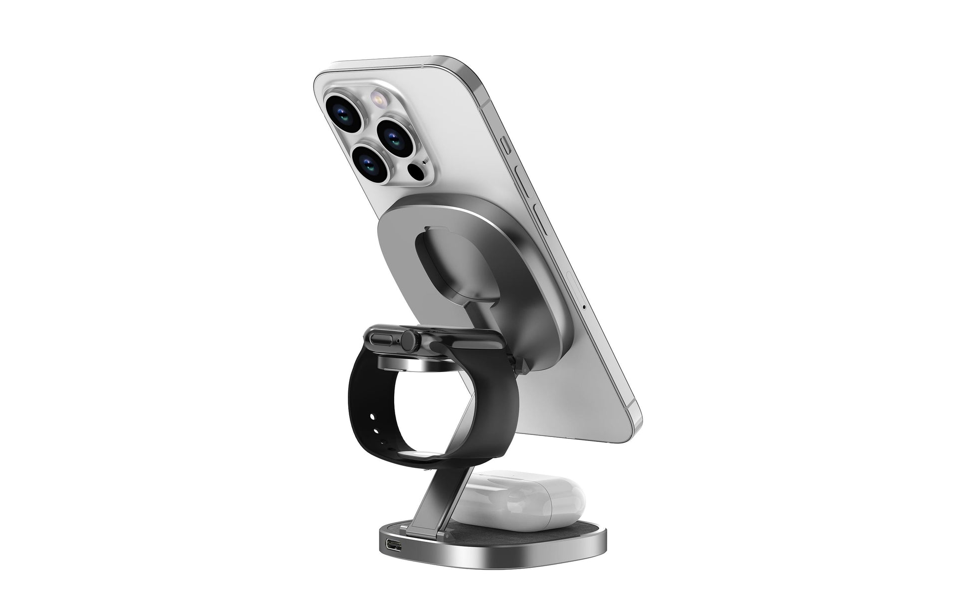 ONIT miniCharger Kabelloses Ladegerät 15 W – Qi, 3-in-1 (Telefon/Uhr/AirPods) – für iPhone ab 8 und andere