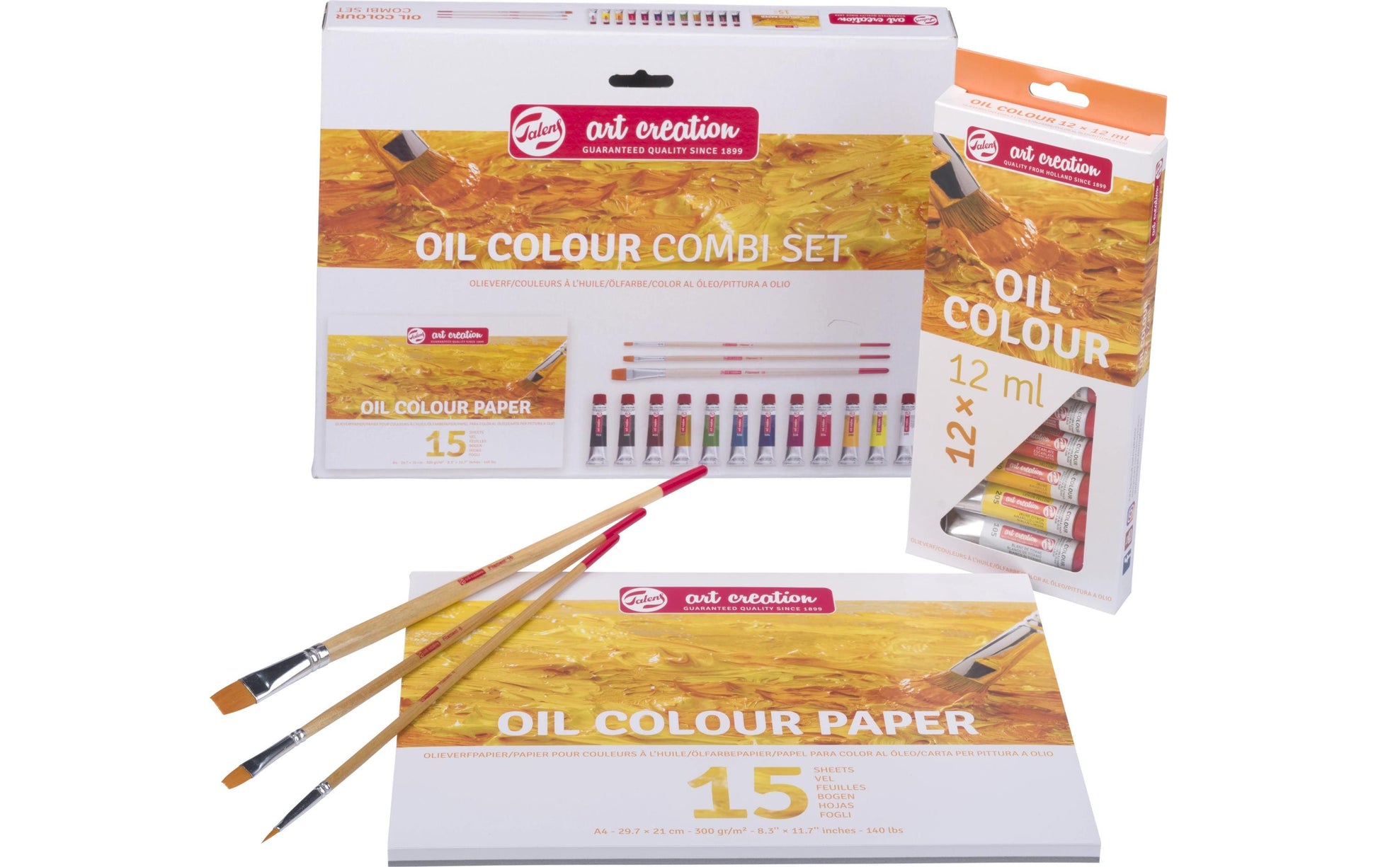 Talens Art Creation – Ölset – Set – 12 Farben, 12 × 12 ml, inkl. Pinsel & Papier