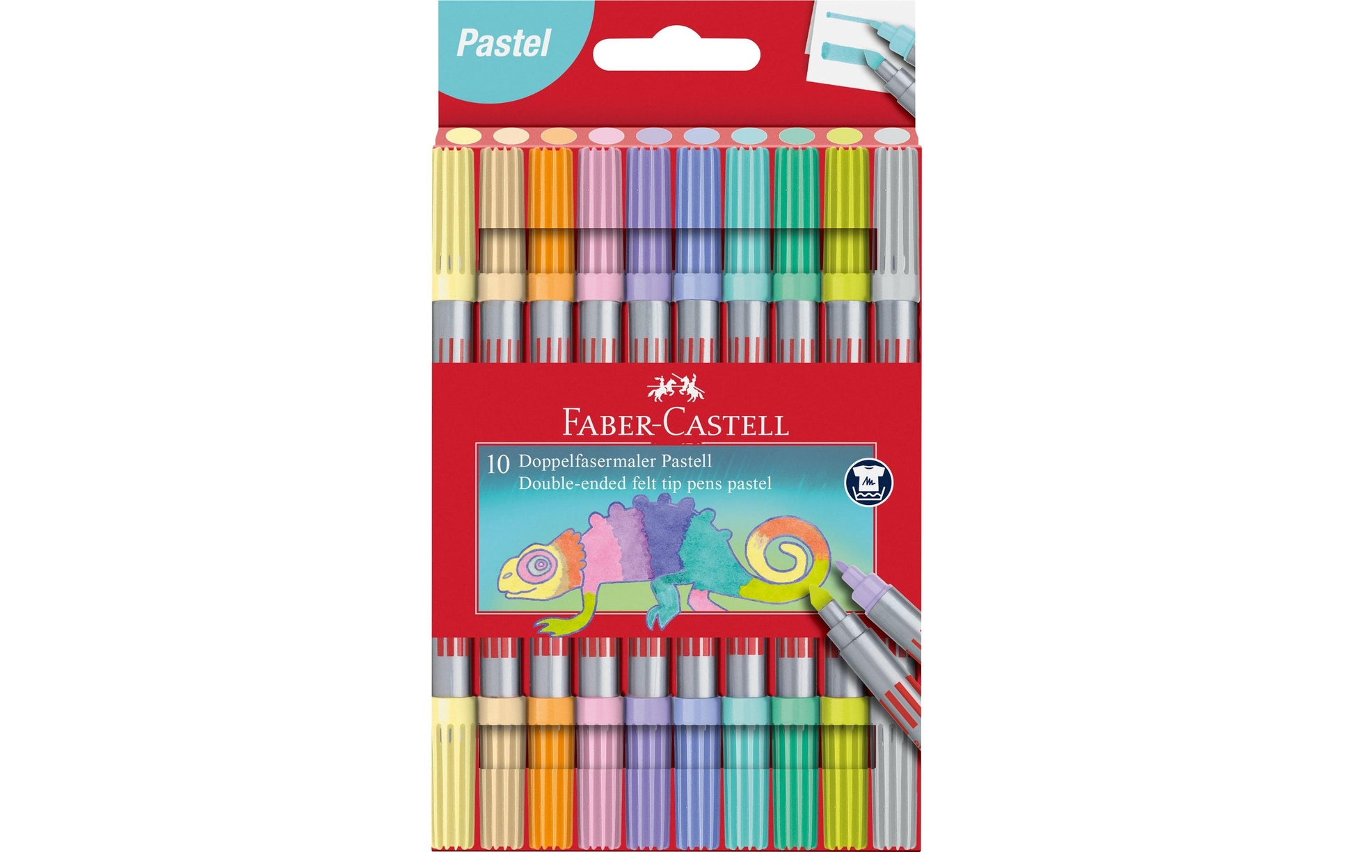 Faber-Castell Filzstift Pastell, Doppelspitze – Rundspitze, auswaschbar, 10 Farben