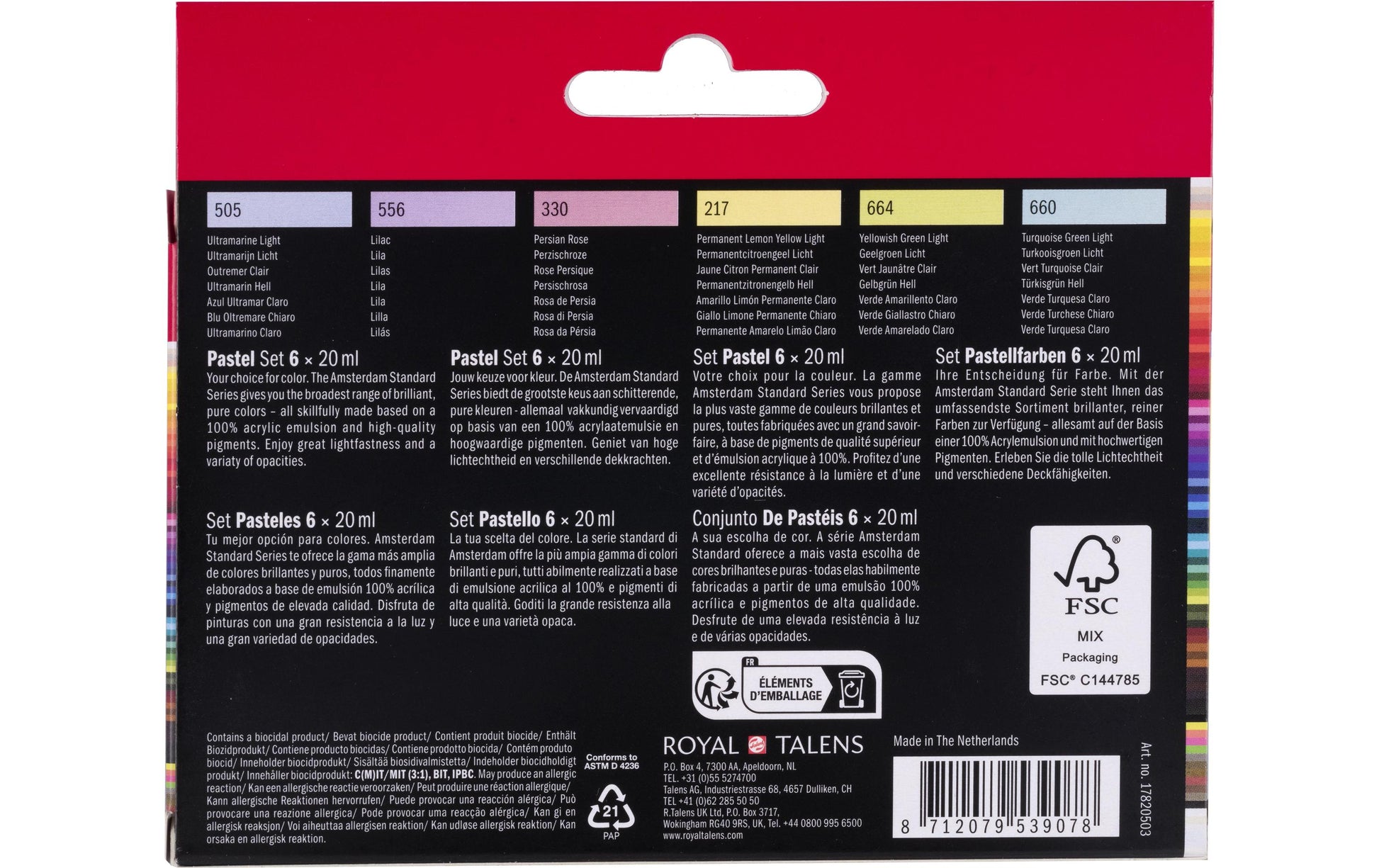 Amsterdam Acrylfarbe – Set – 6 Farben, 6 × 20 ml