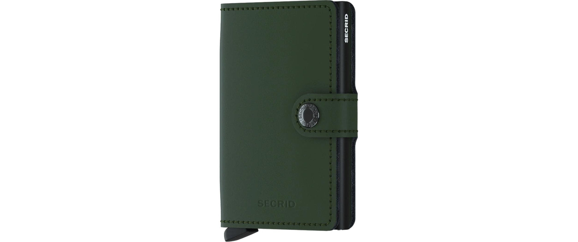 Secrid Miniwallet – RFID-Schutz, 10 Karten – 65×102×21 mm – Dunkelgrün/Schwarz – Leder/Aluminium
