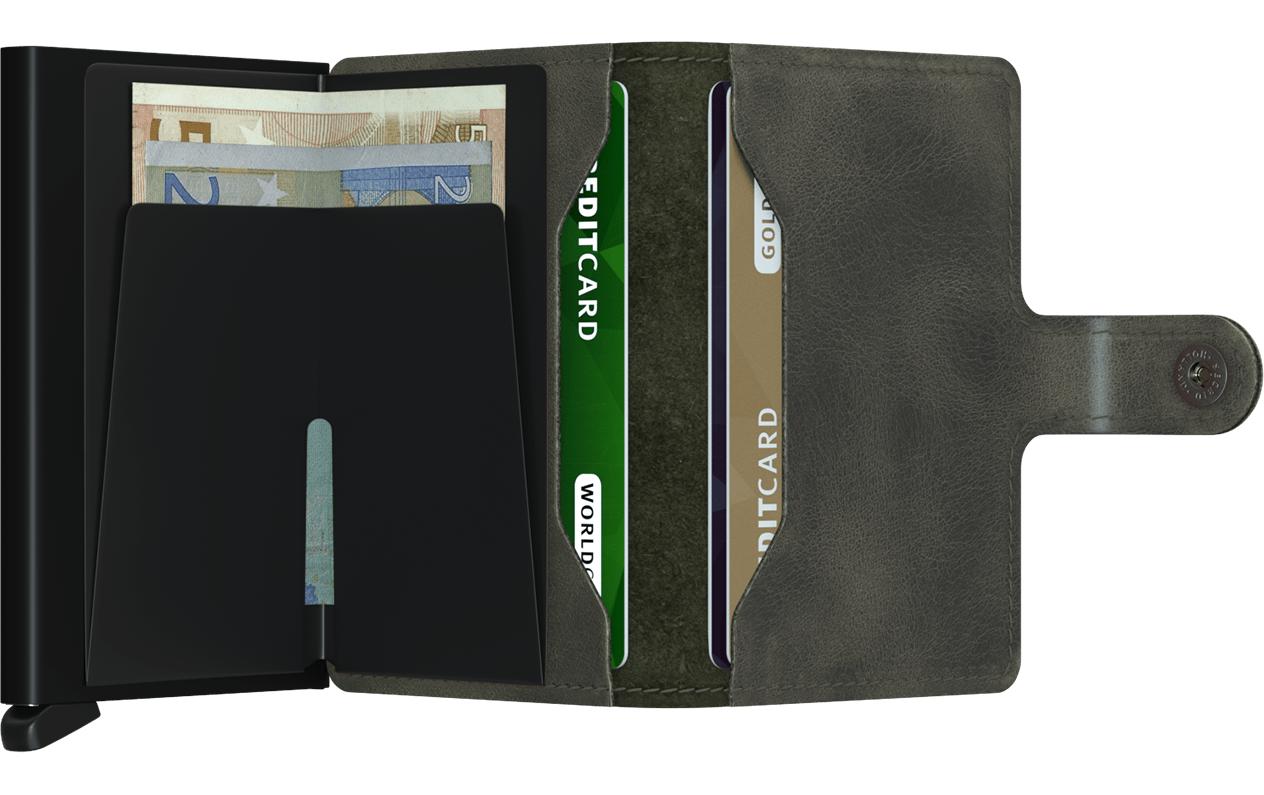 Secrid Miniwallet Kartenetui – RFID-Schutz, 10 Karten – 65 × 102 × 21 mm – Schwarz, Olive – Leder – 1 Stk.
