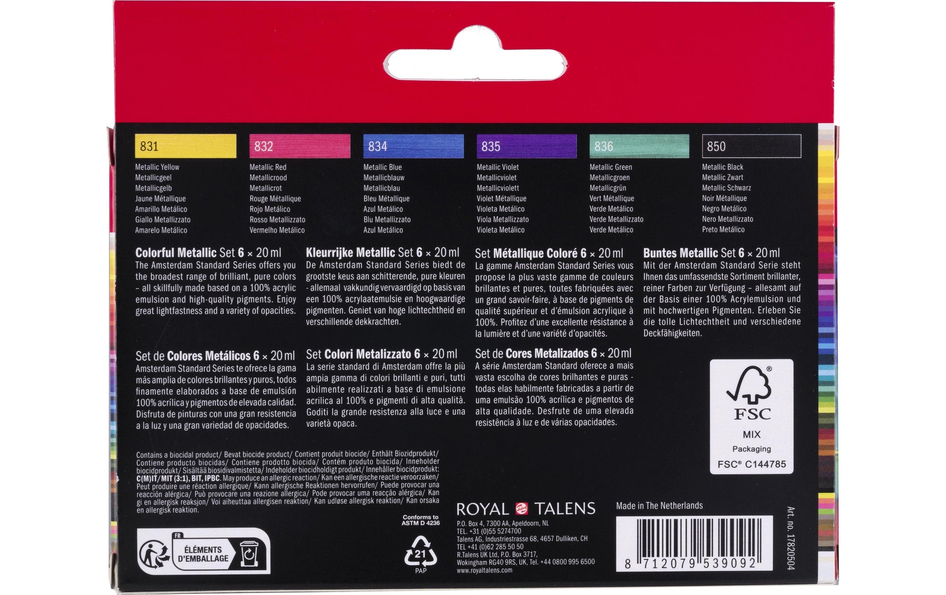 Amsterdam Acrylfarbe – Set – 6 Farben, 6 × 20 ml