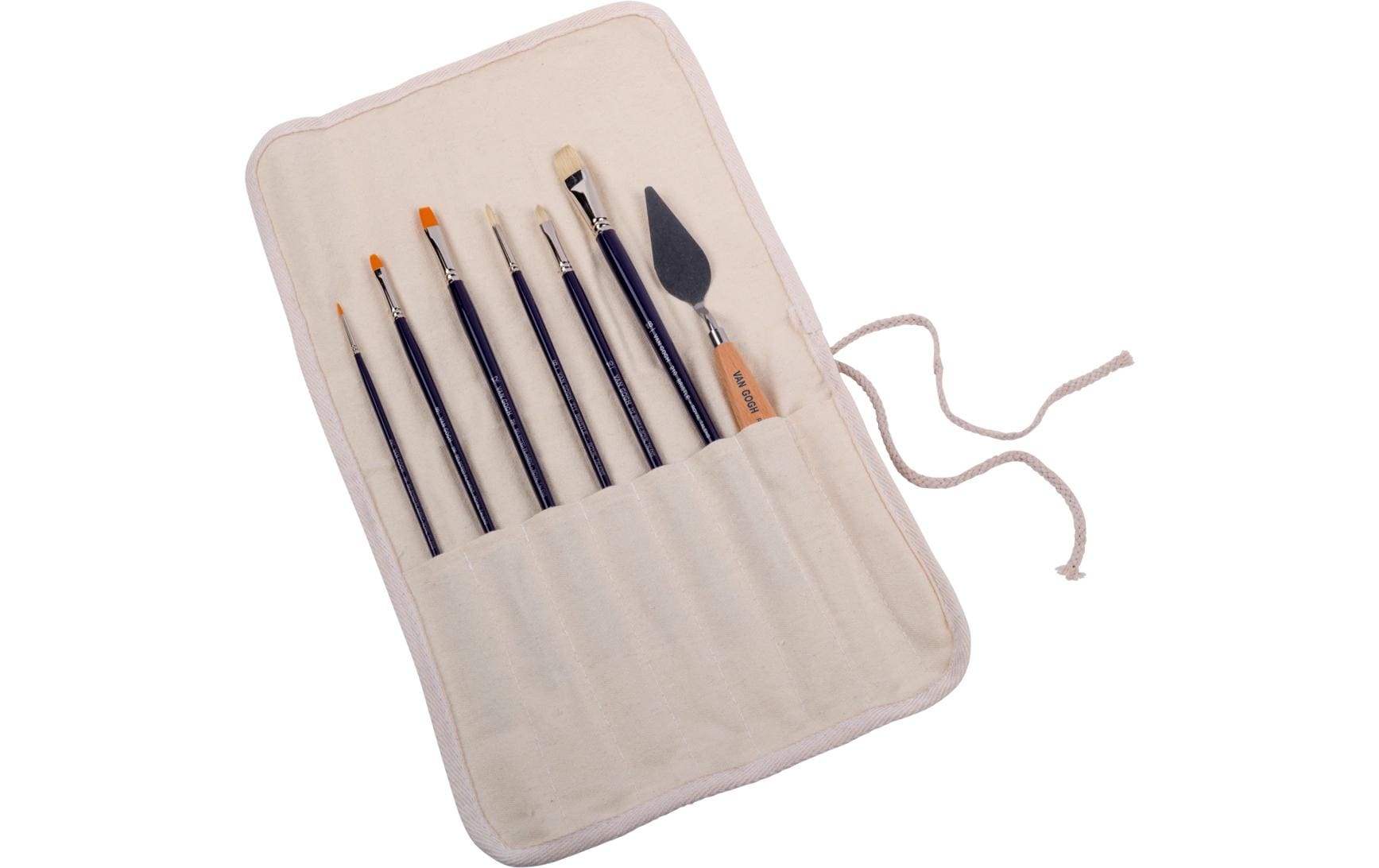 Van Gogh – Pinsel-Set – Synthetik, 8-teiliges Set, für Öl- und Acrylfarben, inkl. Malmesser und Etui