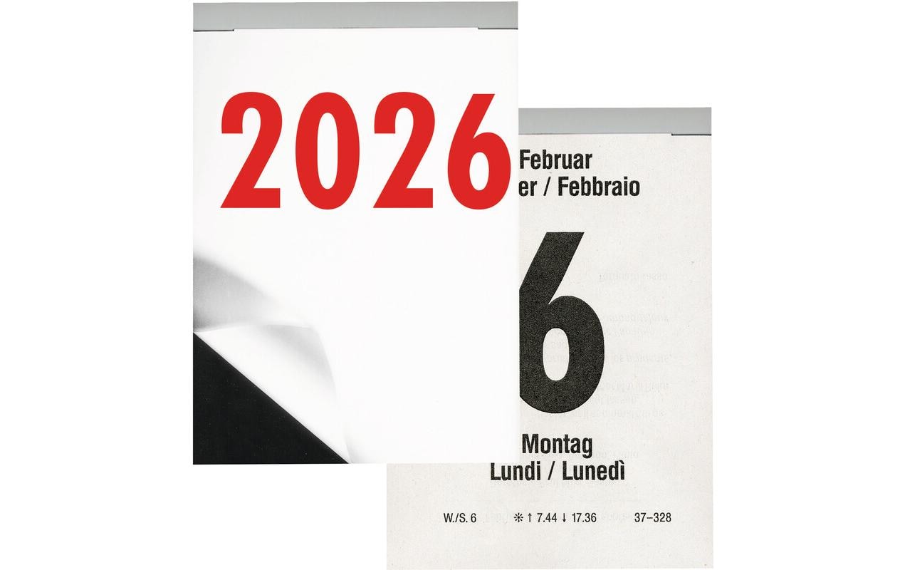 Biella Abreisskalender 2026 – 9,8 × 14,2 cm – 1 Tag/Blatt – d/f/i