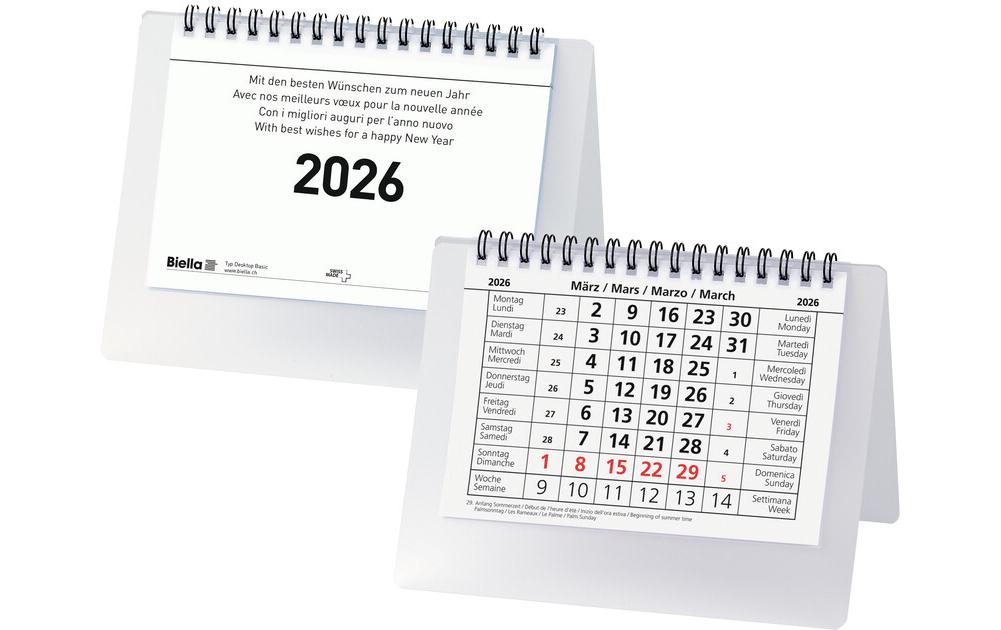 Biella Kalender-Einlage – 1 Monat/1 Seite, 14,8 × 10,5 cm, 2026, FSC