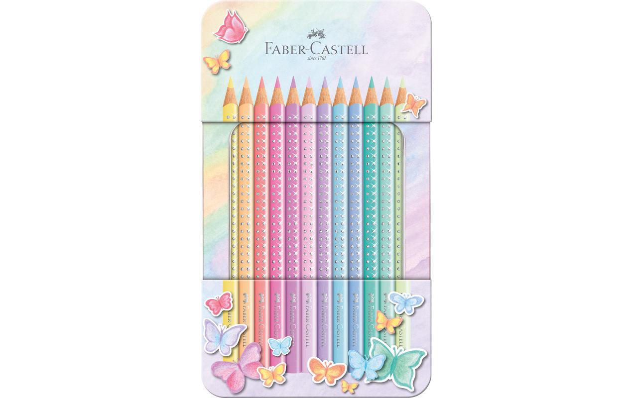 Faber-Castell Aquarellfarbstifte Grip Sparkle – 12 Farben, im Metalletui, Ø 3 mm, dreikantig, FSC
