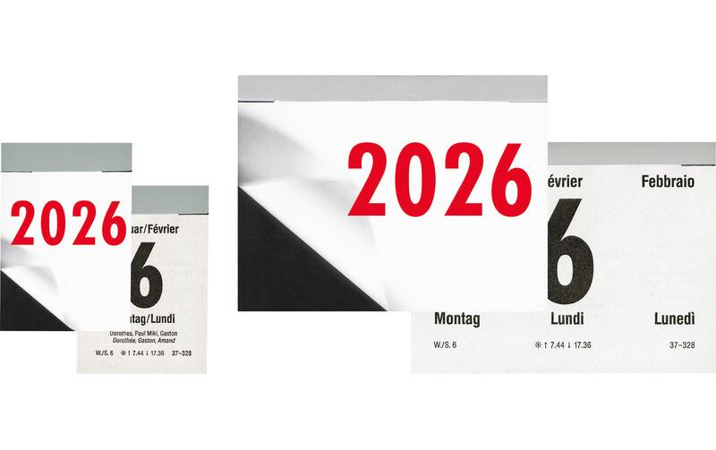 Biella Abreisskalender 2026 – 10,8 × 8 cm – 1 Tag/Blatt – d/f/i