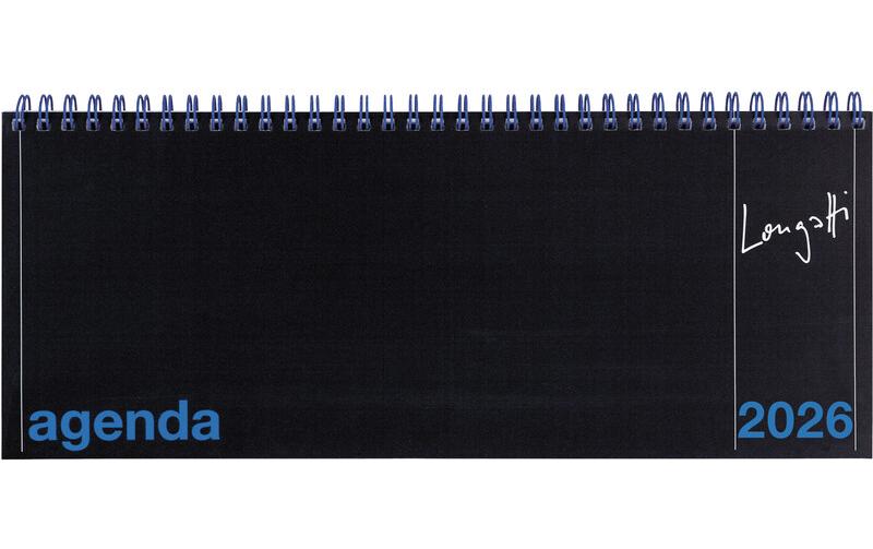 Biella Agenda – 1 Woche/2 Seiten, Spiralbindung, 29,8 × 11,7 cm, 2026, mehrsprachig, schwarz, FSC