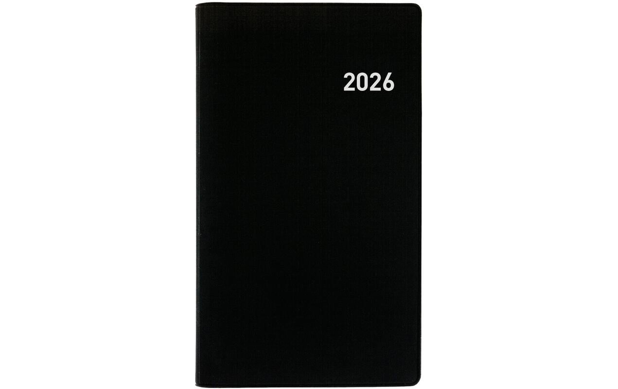 Biella Brüssel Agenda – 1 Woche/2 Seiten, Spiralbindung, 8,5 × 15,3 cm, 2026, Schwarz, FSC