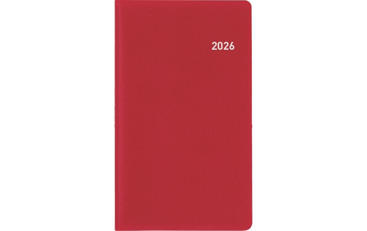 Biella Luzern Agenda – 1 Monat/2 Seiten, geheftet, 8,7 × 15,3 cm, 15 Monate Okt–Dez, 2026, Weinrot, PEFC