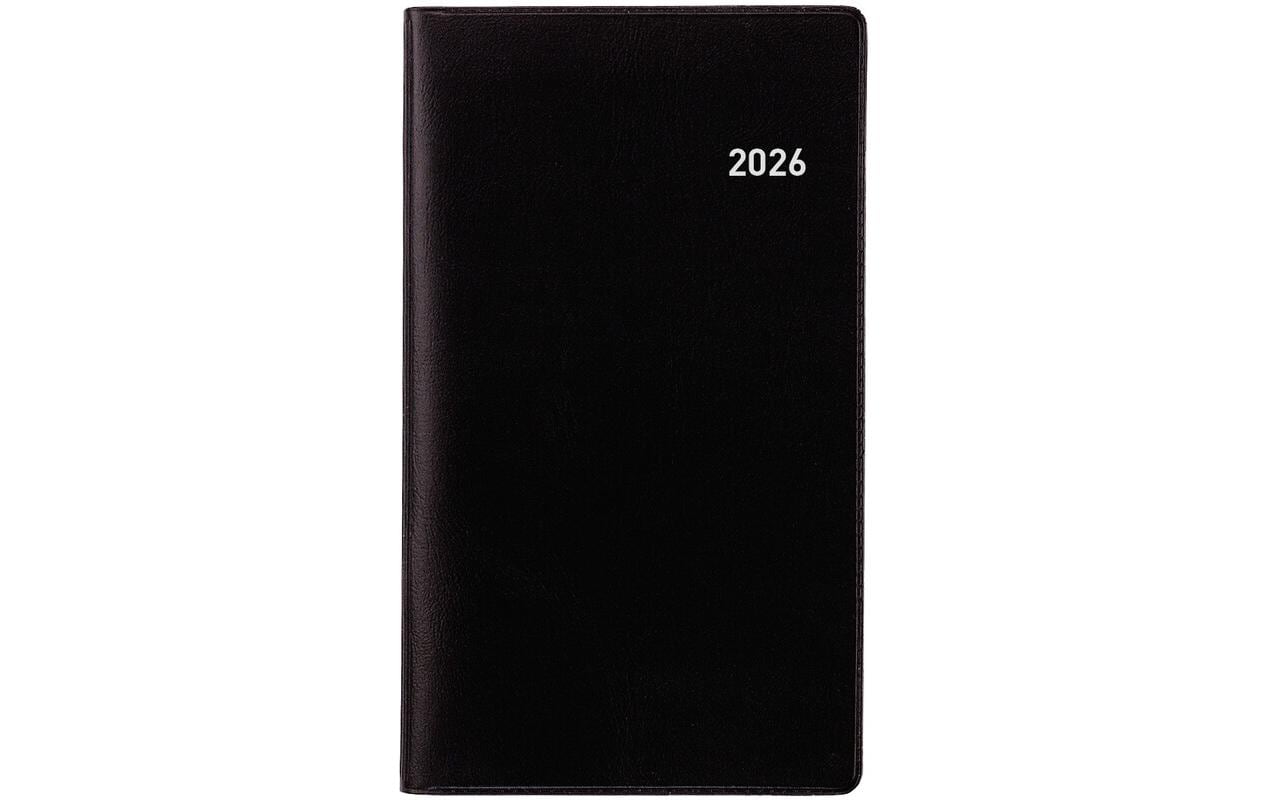 Biella Luzern Agenda – 1 Monat/2 Seiten, geheftet, 8,7 × 15,3 cm, 15 Monate Okt–Dez, 2026, schwarz, PEFC