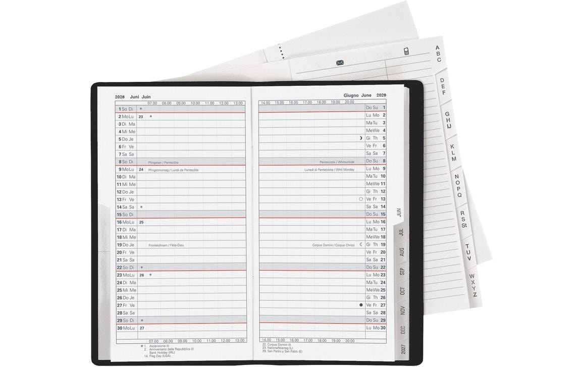 Biella Luzern Agenda – 1 Monat/2 Seiten, geheftet, 8,7 × 15,3 cm, 15 Monate Okt–Dez, 2026, schwarz, PEFC
