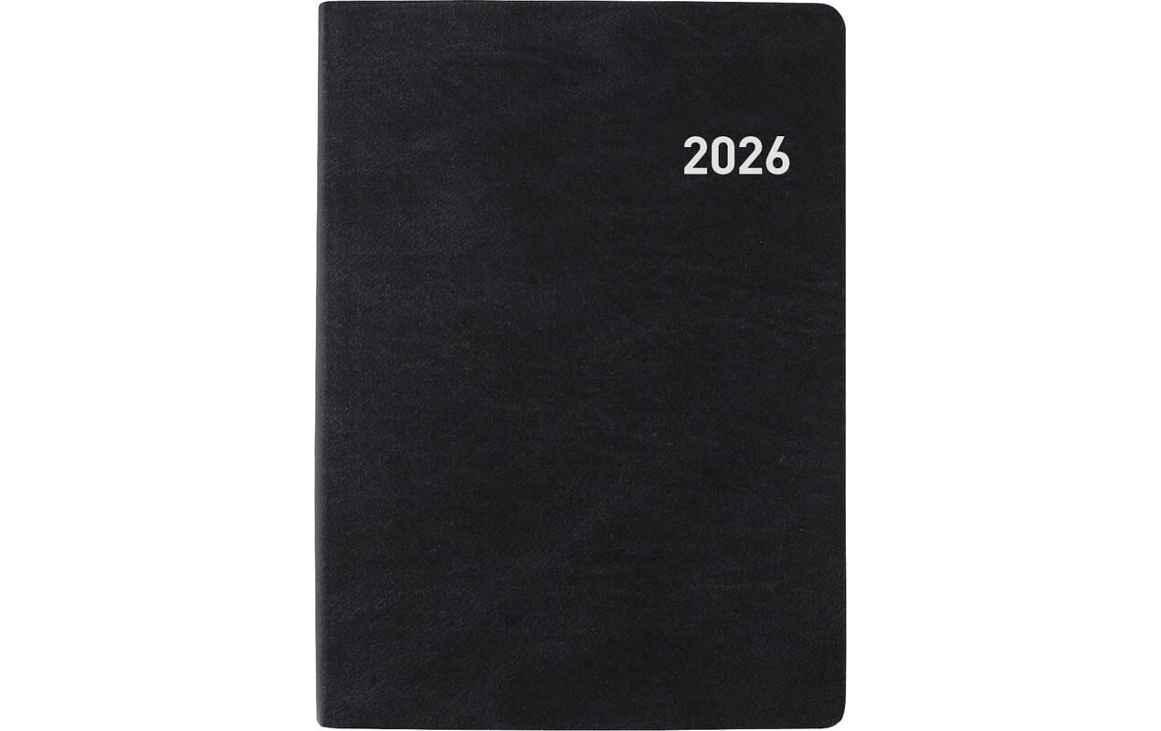 Biella Technikus Agenda – 1 Tag pro Seite, gebunden, 10,1 × 14,2 cm, 2026, 1-Stunden-Takt, schwarz, FSC