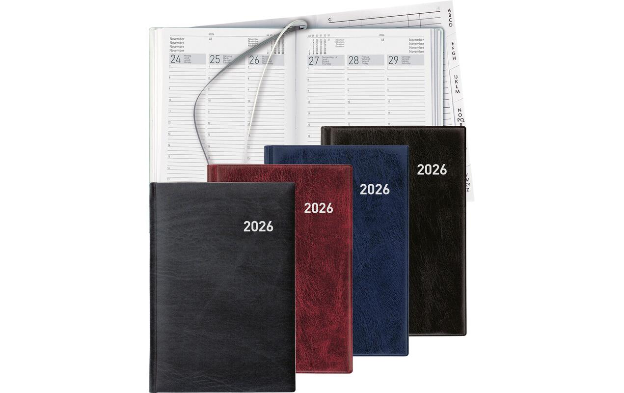 Biella Terminia Agenda – 1 Woche/2 Seiten, gebunden, 14,5 × 20,5 cm, Jan–Dez, schwarz, FSC