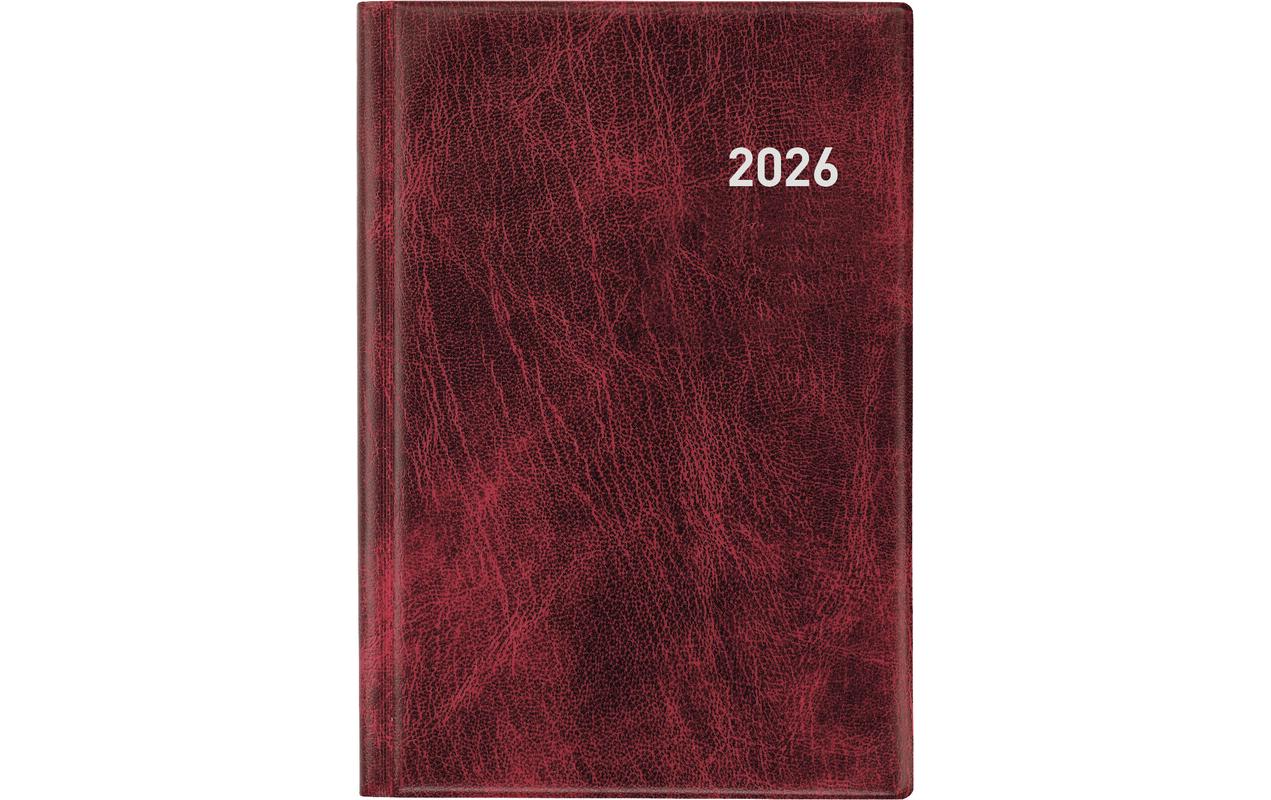 Biella Terminia Agenda – 1 Woche/2 Seiten, gebunden, 14,5 × 20,5 cm, 2026, weinrot, FSC