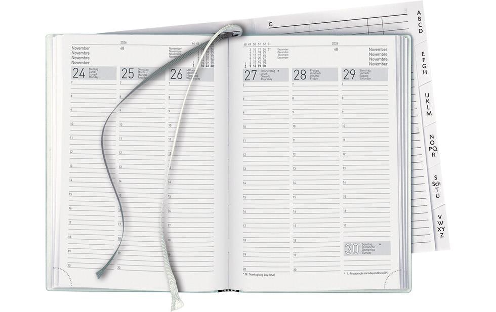Biella Terminia Agenda – 1 Woche/2 Seiten, gebunden, 14,5 × 20,5 cm, Jan–Dez, schwarz, FSC